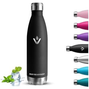 Grsta Borraccia- 750 ml- Borraccia Termica, Senza BPA, Borraccie Acciaio Inox, Senza Perdite, Borracce Termiche, Acciaio Inossidabile 18/8, Bottiglie Metallo, Facile da Trasportare, per Fitness, Corsa, Nero