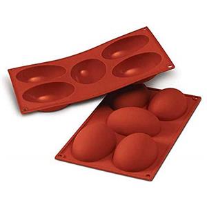 silikomart | SF041 Stampo in Silicone per Monoporzioni MEZZO UOVO, Antiaderente, 5 cavità, Confezione da 1 Stampo per Dolci, 102 x 73 mm, h 36 mm , Made in Italy