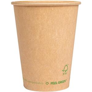 Garcia de Pou 50 pezzi - Bicchieri di carta 1 parete 'Plastic Free' 360 ml 300 G/M2 Ø9/6 x 11 cm marrone cartone