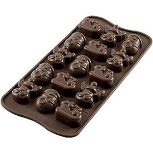 silikomart | SCG23 Stampo in Silicone per Cioccolatini CHOCO WINTER, Antiaderente, 15 Cioccolatini, Confezione da 1 Stampo per Dolci, Easy Choc, 33 x 27 mm, h 15 mm, Made in Italy