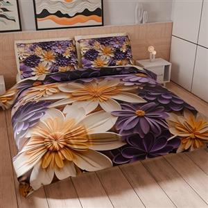 PETTI Artigiani Italiani - Set Copripiumino Matrimoniale 200x220 cm (2 Federe 80x80 cm Incluse), Parure Copripiumino Microfibra con Stampa Digitale Floreale 05 4 - Made in Italy