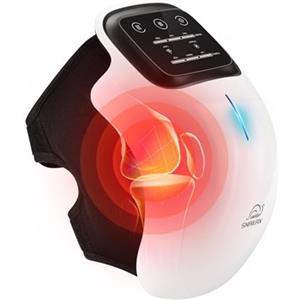 Snailax Massaggiatore per ginocchia con luce rossa e calore, Wireless massaggiatore per ginocchio con 3 temperature | 3 modalità di massaggio con vibrazione | Laser e infrarossi | Batteria potente