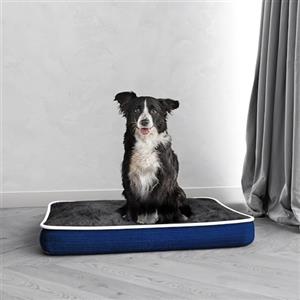 Italian Bed Linen Cuscinone 4 stagioni per cani e gatti, cuscino sfoderabile con zip e lavabile - Letto imbottito, cuccia in pile per l'inverno e tessuto waterproof per l'estate - 89x65 cm GRIGIO SCURO