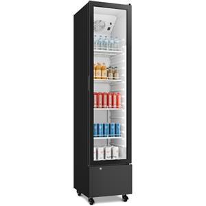 KLARSTEIN GrandCooler Frigorifero commerciale per bevande 220 L - Frigorifero per bevande con luce LED (bianco/blu), temperatura regolabile 0-10 °C, 4 ripiani