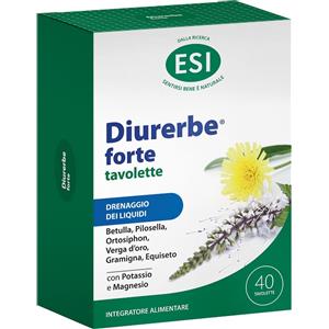 ESI Srl DIURERBE FORTE 40 tavolette 1200MG betulla ortosiphon verga d'ora gramigna equiseto - drenaggio dei liquidi