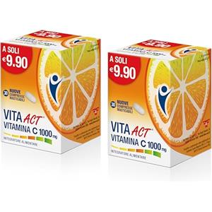 linea ACT Vitamina C Act 1000mg, Integratore Alimentare in Compresse Masticabili, a base di Vitamina C, 1 Confezione Bipack da 60 Compresse