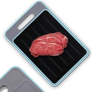 NK Tagliere per scongelare alimenti + tagliere (4 in 1) - scongelare, tagliare, grattugiare spezie e affilacoltelli, antiaderente e antiscivolo, 36,5 x 25 x 1 cm (lavastoviglie) (blu)