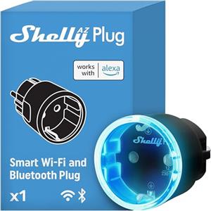 Shelly AZ Plug Nero, Presa Intelligente Wi-Fi (Tipo F), Misurazione Consumi, 12A, 2500W, Configurazione Facile (FFS) con Alexa, Nessun Hub Richiesto, Controllo da Remoto, Programmi Smart