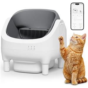 JUMMICO Lettiera Gatto Autopulente,Lettiera Autopulente per Gatti XXL,APP-Controllo,15 KG Gatto Grande,15 Giorni Gutopulente,Adatto a più Gatti Autopulente per Gatti