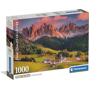 Clementoni - Puzzle 1000 Pezzi per Adulti e Ragazzi, Collection, Tema Magical Dolomites, Poster Incluso, Compact Box, Idea Regalo Made in Italy, 70x50 cm, 39953