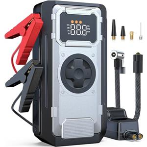 ACMOUNT 6000A Booster Avviamento Auto, 150PSI Avviatore Batteria Auto con Compressore, Starter Batteria Portatile 12V Jump Start con LED & LCD per All Benzina/Diesel 10L