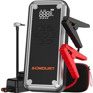ACMOUNT Booster Avviamento Auto 7000A, 23800mAh 150PSI Avviatore Batteria Auto con Compressore, Starter Batteria Portatile 12V Jump Start con Ricarica Rapida 18W, LED & LCD per Benzina 9L/Diesel 8L