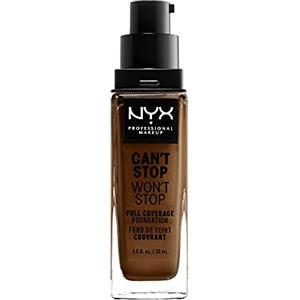 NYX Professional Makeup Fondotinta, Can't Stop Won't Stop Full Coverage Foundation, Lunga tenuta, Waterproof, Finish MatteWalnut