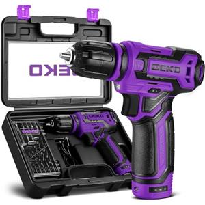 DEKOPRO DEKO PRO Trapano Avvitatore Batteria 12 V - Trapano Avvitatore Grigio con Confezione Regalo per Donna,Accessori 13 Pezzi,Trapano Elettrico per Forare e Serrare/Allentare Viti (viola scuro)
