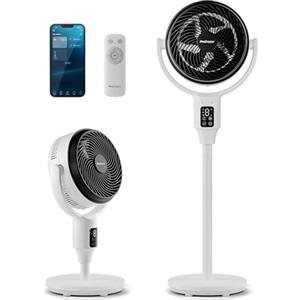 Pro Breeze AirFlo Ventilatore Ultra Silenzioso Wi-Fi- 9 Velocità, Da Ventilatore a Piantana(111 cm) a Ventilatore da Tavolo(60 cm), Oscillazione Vortex 95°/135°, Basso Consumo, Casa e Ufficio