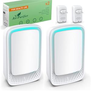 Yowrepu Mini Purificatore d'Aria Ionico 2 Pezzi, Elimina Odori di Animali, Fumo e Polvere - Silenzioso, senza Filtri e di Facile Manutenzione - Ideale per Piccoli Spazi come Camera, Bagno, Cucina e Lettiera