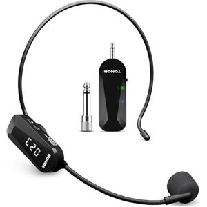 TONOR Microfono Wireless ad Archetto UHF, Ricaricabile Microfoni Senza Fili con 20 Canali, Archetto e Palmare 2-in-1, 6.5H Autonomia, per Amplificatore Vocale, Fitness, Insegnamento, Tour, Sistema PA