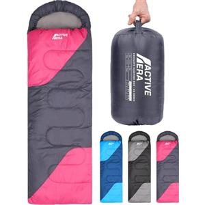 Active Era Premium Sacco a Pelo 4 Stagioni Rettangolare per adulti e bambini - Sacco a pelo leggero e impermeabile. Perfetto per campeggi e viaggi, con sacco a compressione - Rosa