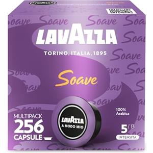 Lavazza, A Modo Mio Soave, 256 Capsule Caffè, per un Espresso Leggero ed Elegante con Note Aromatiche di Fiori, 100% Arabica, Intensità 5/13, Tostatura Media, 16 Confezioni da 16 Capsule