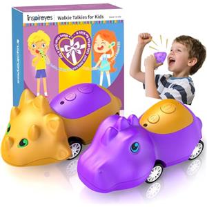 Inspireyes Macchinine Giocattolo Dinosauro con Walkie-Talkie Ricaricabili per Bambini 3-7 Anni, Giocattolo Divertente Interno ed Esterno, Regalo di Compleanno o Natale, Set da 2
