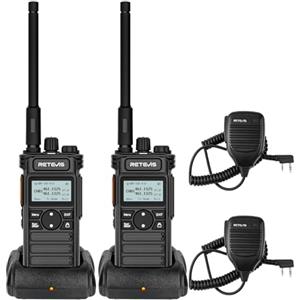 Retevis RT86S Walkie Talkie Professionali, Ricetrasmittenti a Lungo Raggio, Display LCD 2600mAh USB C, Chiamata Gruppo, Walkie Talkie con Auricolari per Produzione (Nero, 2 Pezzi)