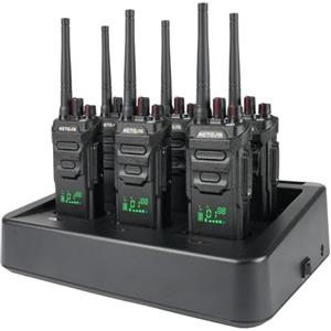 Retevis RT648H Walkie Talkie con Ricarica a 6 Vie, 3 Modalità, Ricarica Rapida, PMR446 senza Licenza, 1500 mAh, Radio Bidirezionale Professionale per Scuole e Hotel (confezione da 6)