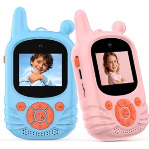 LELESUN Walkie Talkie video per bambini, doppia fotocamera HD, confezione da 2 giocattoli ricaricabili, walkie talkie ricaricabile con portata di 100 m per bambini dai 3 ai 12 anni, regali per ragazzi e