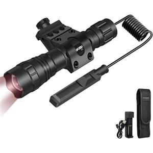 DARKBEAM Torcia infrarossi 850nm LED, Funzionare con Dispositivo a Visore Notturno IR, Ricaricabile Invisibile Tattica Torce Infrarosso Luce per Lunga distanza Caccia, Salvataggio, con Batteria e clip