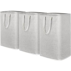 Lifewit Cesto Portabiancheria, Grande Cesta Portabiancheria Pieghevole con Manici Allungati, Portabiancheria Sporca, Laundry Basket per Vestiti, Asciugamani, Coperte, Grigio, 80 L, Set di 3