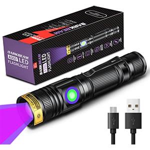 DARKBEAM Torcia UV Ricaricabile, Lampada di Wood Luce Nera, 395nm Ultravioletti Portatile Mini LED Torce con Clip, Rilevatori di macchie di urina per animali domestici, Resina a 400nm