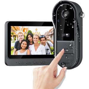 TKMARS Videocitofono Senza Abbonamento e Senza WiFi ,Campanello Senza Fili da Esterno con Schermo IPS da 4,3, Video Citofono conTelecamera 1080P, Grandangolo 170°, Senza WiFi né App,Impermeabile IP67,