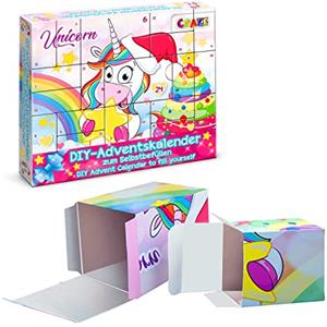 CRAZE Calendarion Avvento 2022 DIY Unicorn (Unicorno) Fai da Te Kit per Creare Il Proprio Calendario Personalizzato, Natale 25321