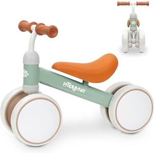 Interbaby | Bicicletta senza Pedali Bambino 1-3 Anni - Bici senza Pedali per Bambini 12-36 Mesi, Primi Passi Bambino Sicuro 4 Ruote, Prima Bici Bimbo 1-2 Anni, Regalo Bambino 1 Anno (Verde)