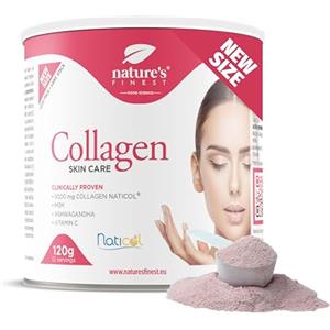 Nature's Finest by Nutrisslim Collagene Skin Care con Naticol, MSM, Vitamina C e Ashwagandha, Collagene Marino Puro, Collagene da Bere il Migliore per Capelli, Pelle e Unghie, Polvere
