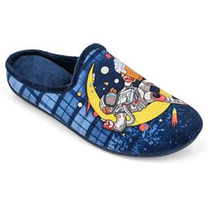 JOMIX Pantofole Uomo Invernali Divertenti Calde Ciabatte Casa con Stampa Birra o Astronauta Suola Antiscivolo Morbide e Imbottite Regalo per Papà Marito o Amico MU2413 Blu Luna 44