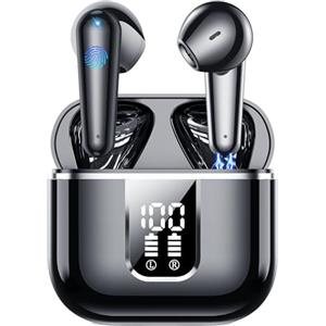 EUQQ Cuffie Bluetooth 60 Ore,Auricolari Bluetooth 5.3,Cuffie Wireless con 4 ENC Cancellazione Rumore Mic,Cuffie in Ear HiFi Stereo Cuffiette Bluetooth con LED Display, IP7 Impermeabili per iOS/Android