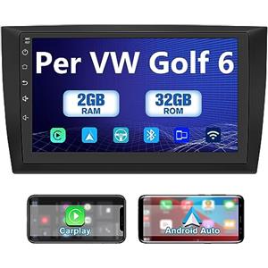AWESAFE Autoradio 13 per Golf 6 (2008-2016) con CarPlay e Android Auto 9 Pollici Radio Android (2G+32GB) Stereo con cornice esterna, Funzione con Comm