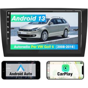 AWESAFE Autoradio (6G+128GB) per Golf 6 (2008-2016) con CarPlay e Android Auto 9 Pollici Radio Android 13 Stereo con cornice esterna, Funzione con Command di volante Navigatore DSP Bluetooth USB WIFI