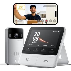 SwitchBot Videocitofono WiFi con Schermo a Colori da 4,3'', 2K Video Campanello con grandangolo di 165°, Citofono Senza fili da Esterno, 5000 mAh, Audio Bidirezionale, Compatibile Alexa