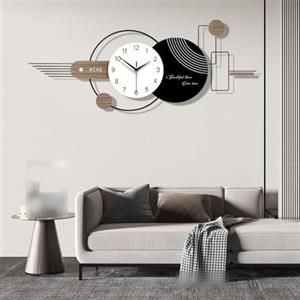 GSWBO Grande Orologio da Parete moderna e Creativa, Geometrica con Forme Circolari Decorazione da Parete, Silenzioso Orologio da Parete XXL per Soggiorno Camera da Letto Ufficio, 100x40cm (Bianco e Nero)