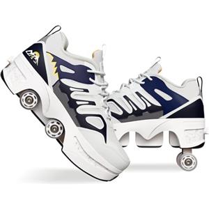 JinFugron Scarpe con Rotelle Retrattili Automatiche 4 Ruote per Bambina - Pattini a Rotelle Incorporati, Scarpe da Skate Multisport per Ragazze e Ragazzi 34-40 - Idee Regalo, blue-35
