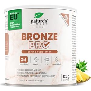 Nature's Finest Bronze PRO - Integratore Solare con Betacarotene Ultra Attivo - Abbronzante da Bere per Corpo e Viso - Acceleratore Naturale, Autoabbronzante, Protezione Solare - 125 g