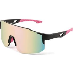 KIRZAX Occhiali da ciclismo, occhiali da ciclismo su strada per uomo e donna - Protezione UV400, occhiali da sole per ciclismo, moto, corsa, sci, baseball, pesca, beach volley
