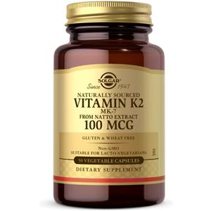 Solgar Vitamina K2 Naturale MK-7 100 mcg - 50 Capsule Vegetali per Ossa Forti e Benessere Cardiovascolare