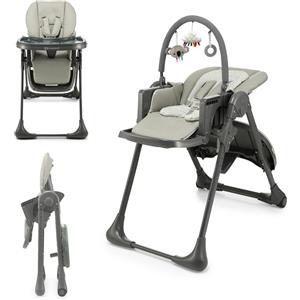 Kinderkraft TUMMIE Seggiolone 2 in 1 Ergonomico e Pieghevole con Vassoio Staccabile e Altezza Regolabile, Adatto dalla Nascita