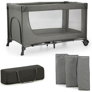 Kinderkraft JOY 2 Lettino 2 in 1 Grigio Scuro - Lettino da Viaggio Pieghevole con Borsa Trasporto e Sicurezza