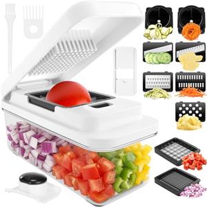 Vihoom Taglia Verdure e Spiralizzatore, Mandolina per Verdure professionale, Tagliaverdure Manuale con 9 Lame Intercambiabili, Affettaverdure Multifunzione per Pomodoro, Cipolle Cetrioli Patate