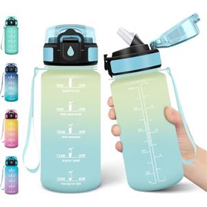 Motswedi Borraccia Bambini, 500ml a Prova di Perdite, Borraccia con Cannuccia, senza BPA, Borracce, Con 2 Tappi, Bottiglia Acqua, Borracce Bambini, Per Scuola, Sport, Bianco Sporco Azzurro
