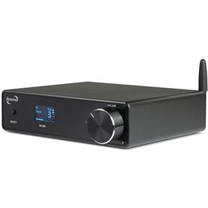 Dynavox DA‑200 amplificatore Hi‑Fi compatto in classe D con Bluetooth 5.0, USB‑DAC, ingressi ottico e coassiale, uscita subwoofer, chassis in alluminio, per audio PC e streaming musicale, nero
