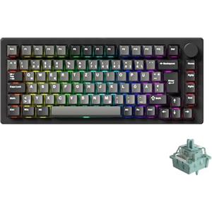 MONSGEEK M1V5 TMR Tastiera Alluminio Magnetica 8000Hz ISO DE QWERTZ | RT0.01mm, Gasket Mount, Wireless 2.4GHz/Bluetooth 5.0/USB-C per Gaming e Ufficio (Nero e Argento)